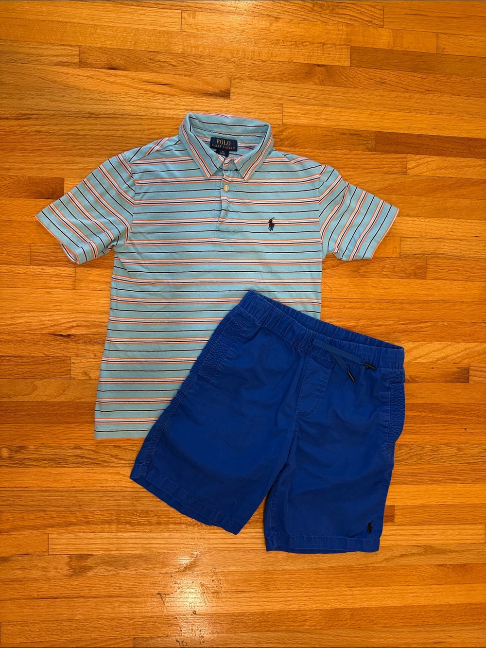 Polo by Ralph Lauren Striped Polo with Royal Blue Pull-on Shorts Bundle